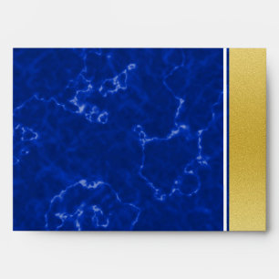 Enveloppe Élégant Graduation Monogramme Bleu Marbre Or Huile