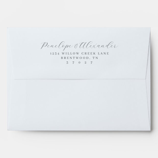 Enveloppe Elegant Gray Minimalist Calligraphy (Dos (Haut rabat))