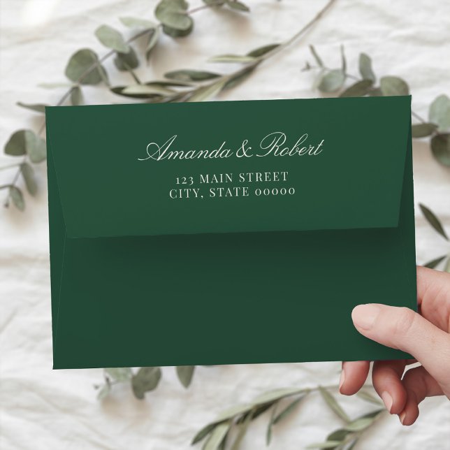 Enveloppe Elegant Green Classy Wedding Return Address (Créateur téléchargé)