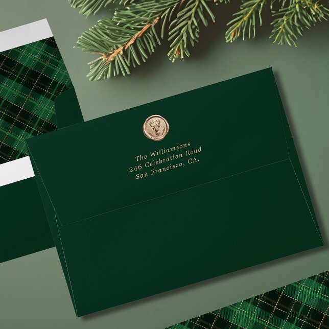 Enveloppe Elegant Green Plaid  Christmas Envelope (Elegant Green Christmas Plaid Envelope)