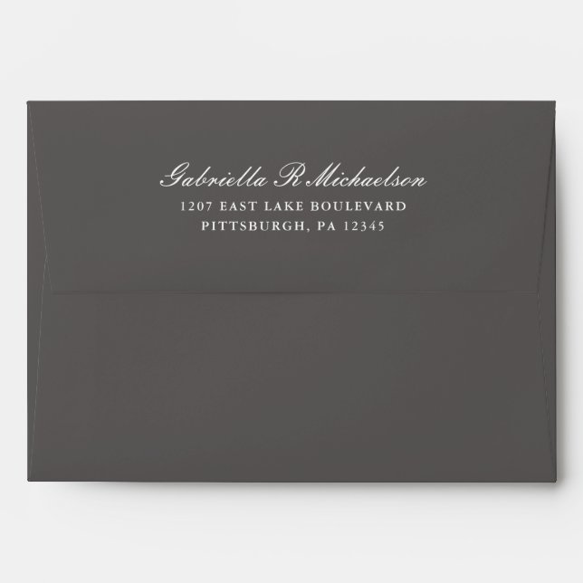 Enveloppe Elegant Grey Mariage d'adresse de retour (Dos (Haut rabat))