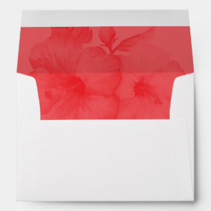 Enveloppe Elégant Hibiscus d'aquarelle 5x7 Faire-part de mar