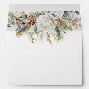 Enveloppe Élégant hiver Floral et Mariage de pin
