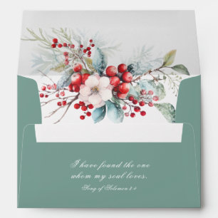 Enveloppe Élégant hiver Floral Mariage chrétien Sage Green
