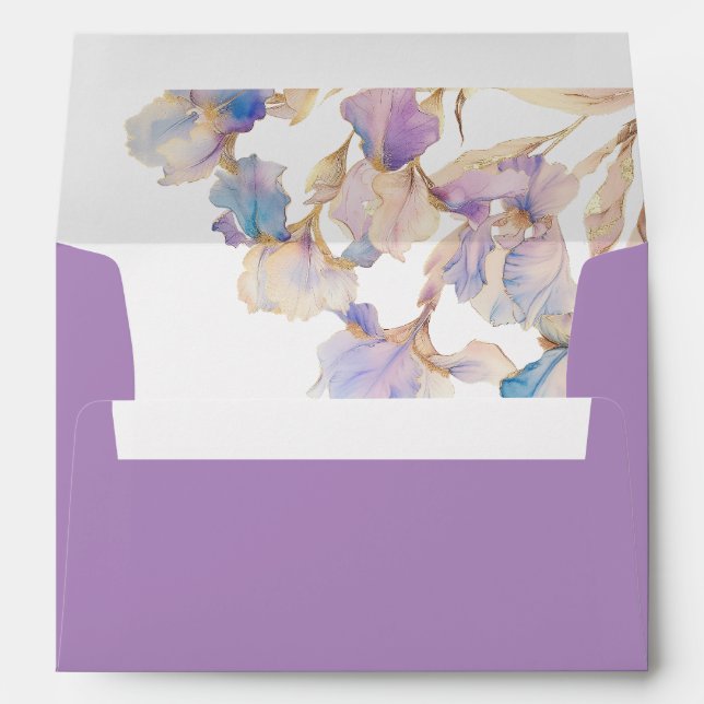Enveloppe Élégant Iris Lilac Floral (Dos (Bas))