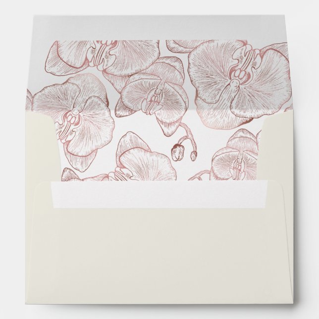 Enveloppe Elégant ivoire et Dusty Rose orchidée Mariage (Dos (Bas))