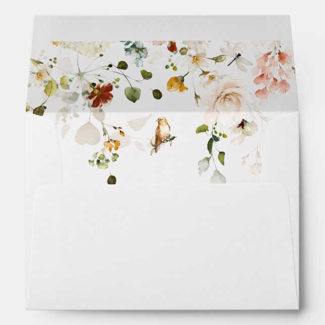 Enveloppe Elégant jardin Fleur sauvage aquarelle (Dos (Bas))