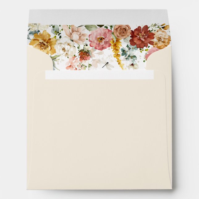 Enveloppe Elégant Jardin Fleurs Fête des mariées aquarelle (Dos (Bas))