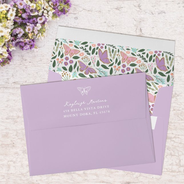 Enveloppe Elégant Jardin Papillon pré-adressé (Créateur téléchargé)