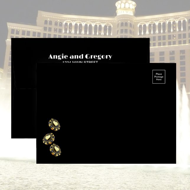 Enveloppe Elegant Las Vegas Black and Gold Poker Chip (Créateur téléchargé)