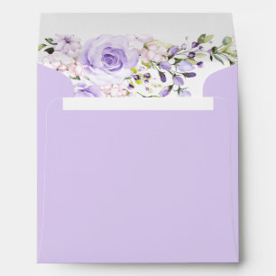 Enveloppe Élégant Lavande Lavande Floral Carré Aquarelle