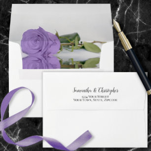 Enveloppe Élégant Lavande violet reflétant Mariage Rose