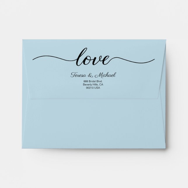Enveloppe Elegant Love Script Retourner l'adresse Mariage Bl (Dos (Haut rabat))