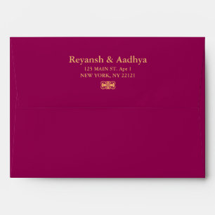 Enveloppe Élégant Magenta Gold Hindu Mandala Mariage indien