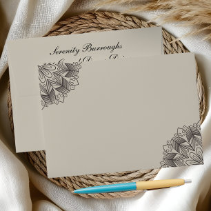 Enveloppe Élégant Mandala Indien Boho Chic Beige Mariage