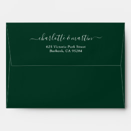 Enveloppe Élégant Mariage Adresse de Retour Script Vert Fonc