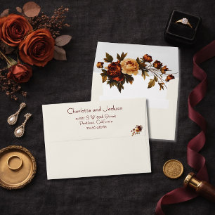 Enveloppe Élégant Mariage Automnal Rose Rouillée Romantique