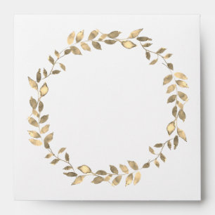 Enveloppe Élégant Mariage blanc de feuille d'or moderne