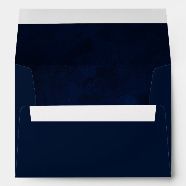 Enveloppe Elégant Mariage bleu Aquarelle moderne (Dos (Bas))