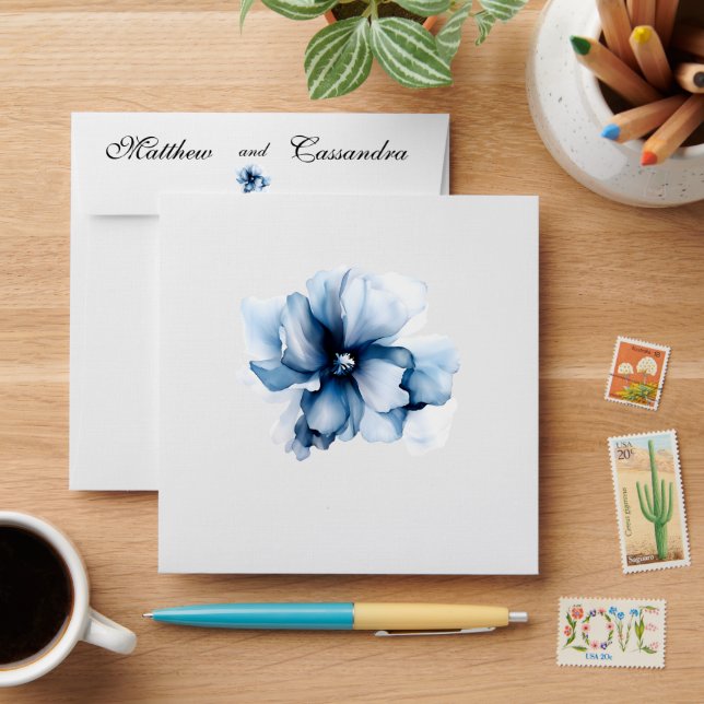 Enveloppe Elégant Mariage bleu bleu marine (Desk)