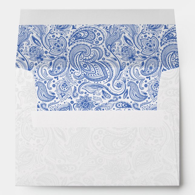 Enveloppe Élégant Mariage bleu et blanc (Dos (Bas))