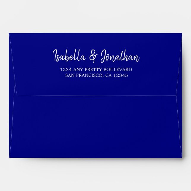 Enveloppe élégant mariage bleu royal (Dos (Haut rabat))