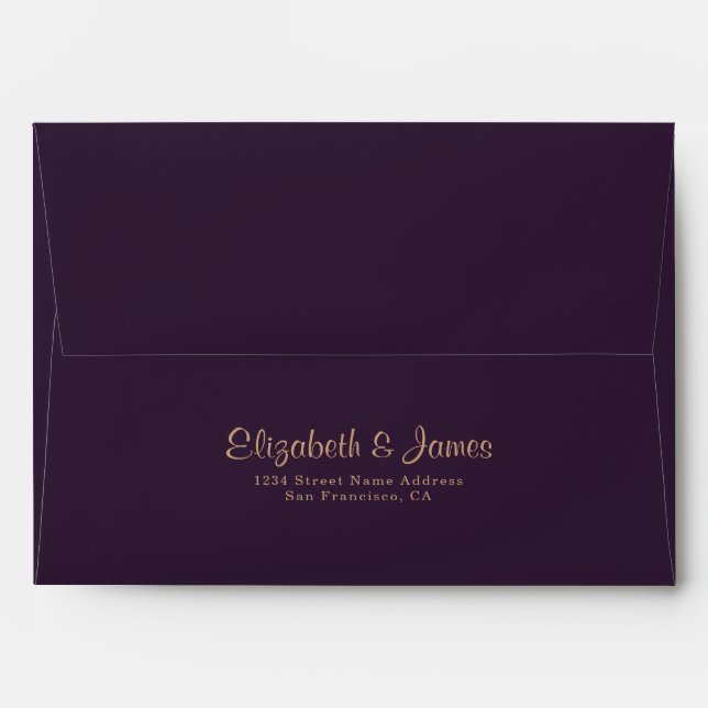 Enveloppe Élégant Mariage bohémien mauve foncé (Dos (Haut rabat))