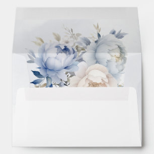 Enveloppe Élégant Mariage botanique moderne Dusty Blue Flora