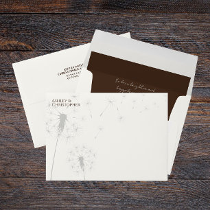 Enveloppe Élégant Mariage Brown Dandelion Walnut moderne