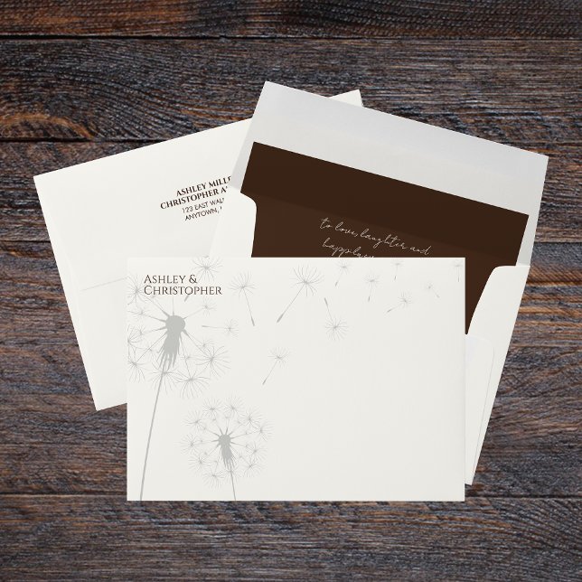 Enveloppe Élégant Mariage Brown Dandelion Walnut moderne (Créateur téléchargé)