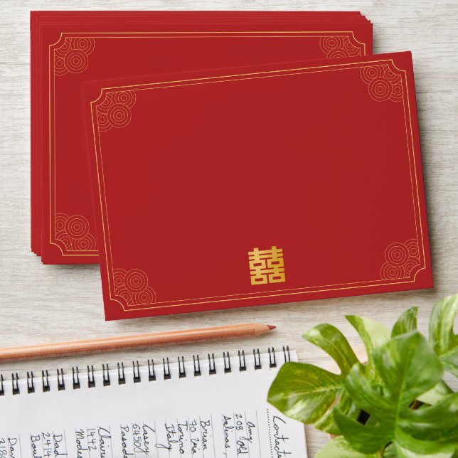 Enveloppe Élégant Mariage chinois Gold Peony (Stacked)