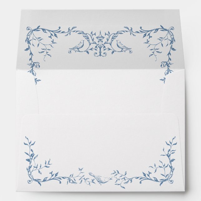 Enveloppe Élégant Mariage couleur bleu couleur orné victorie (Dos (Bas))