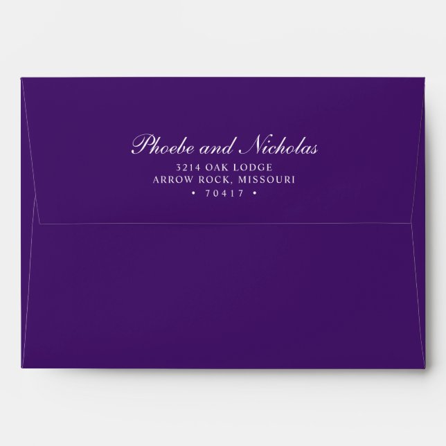 Enveloppe Élégant Mariage d'adresse de retour Royal Purple (Dos (Haut rabat))