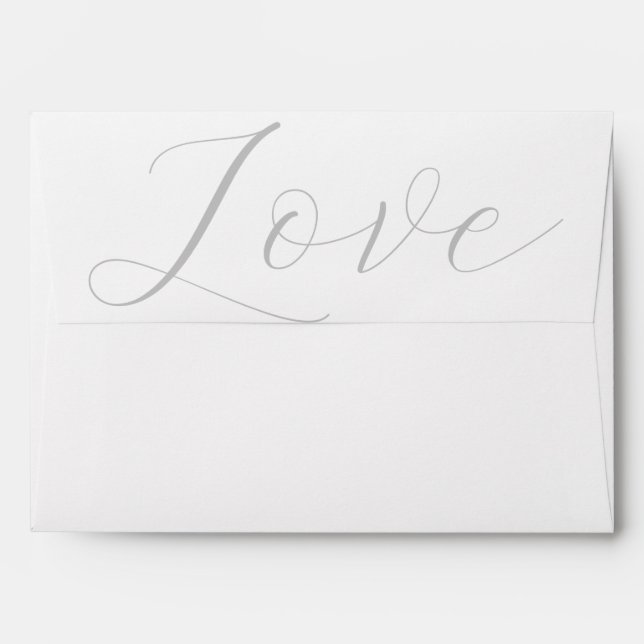 Enveloppe Élégant Mariage d'amour gris (Dos (Haut rabat))