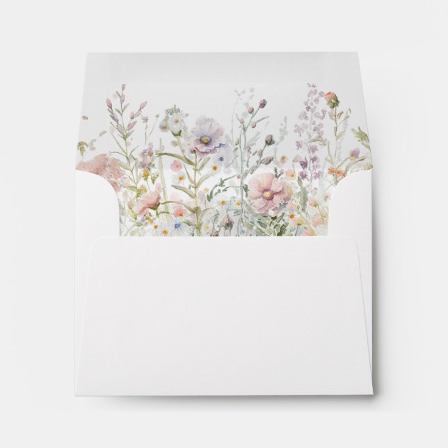 Enveloppe Élégant Mariage d'aquarelle florale Fleur sauvage (Dos (Bas))