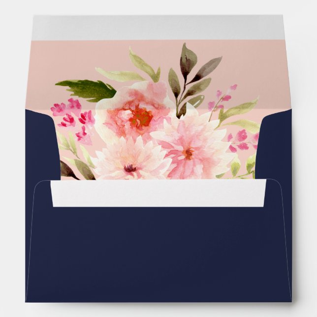 Enveloppe Elégant Mariage d'aquarelle marine et flush (Dos (Bas))
