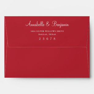 Enveloppe Elégant Mariage d'aquarelle rouge profond Nom pers