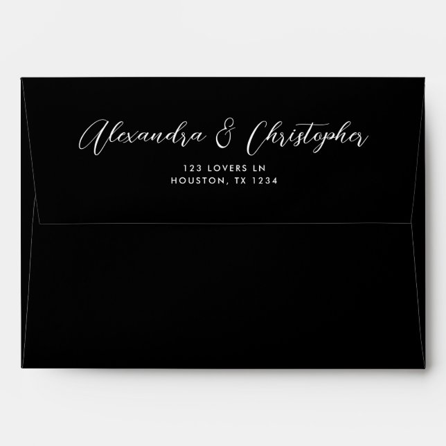 Enveloppe Élégant Mariage de calligraphie de noms personnali (Dos (Haut rabat))