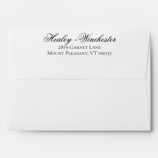Enveloppe Élégant Mariage de calligraphie noir et blanc (Dos (Haut rabat))