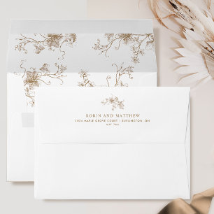 Enveloppe Élégant Mariage de crème beige botanique