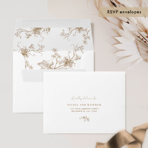 Enveloppe Élégant Mariage de crème fleurie beige RSVP Envelo