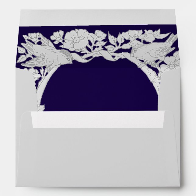 Enveloppe Elégant Mariage de feuillage bleu marine 5x7 A7 (Dos (Bas))