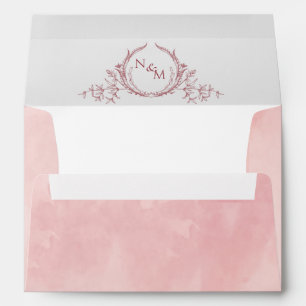 Enveloppe Élégant Mariage de monogramme couleur rose pâle