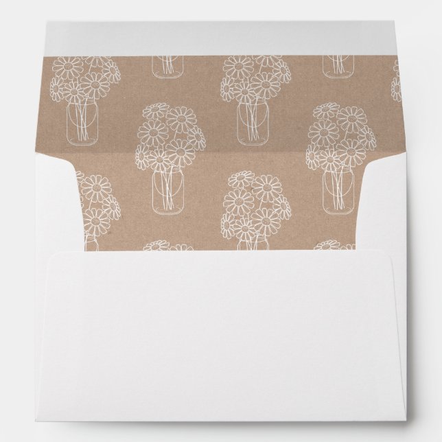 Enveloppe Élégant Mariage de motif Floral Mason Jar (Dos (Bas))