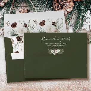 Enveloppe Élégant Mariage de pin d'hiver Adresse de retour