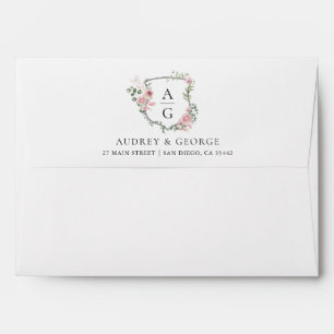 Enveloppe Élégant Mariage de poitrine de Monogramme Rose Pus