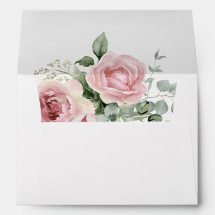 Enveloppe Élégant Mariage de poitrine de Monogramme Rose Pus