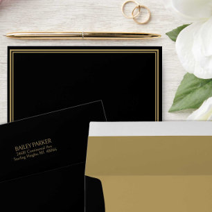 Enveloppe Élégant Mariage de typographie Ornate Black Gold
