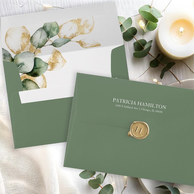 Enveloppe Elégant Mariage de verdure or (Créateur téléchargé)