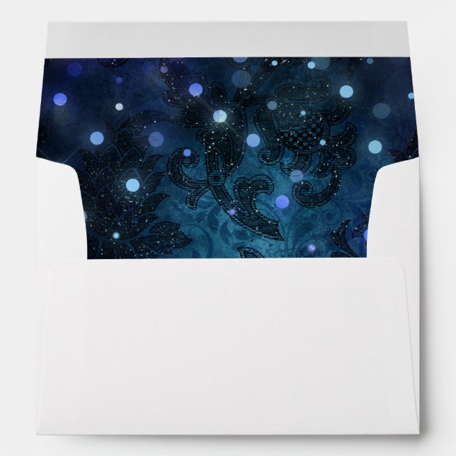 Enveloppe Elégant mariage d'hiver bleu marine (Dos (Bas))